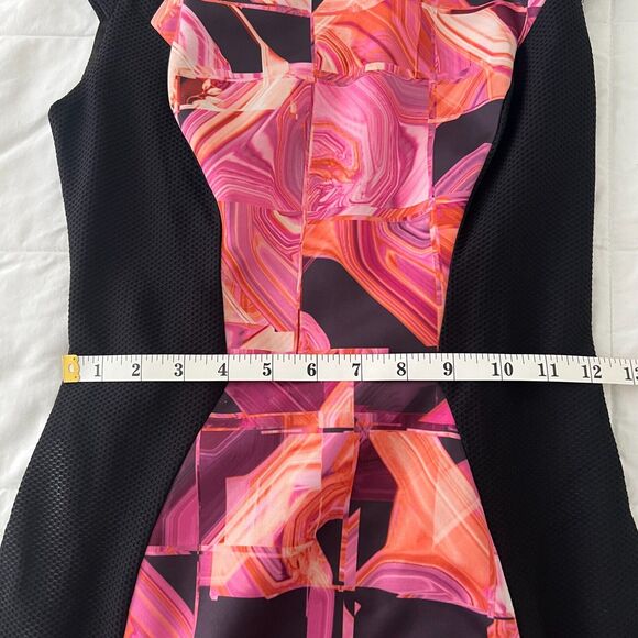 TED BAKER LONDON Jasmaii Pink and Black Geometric Print Panel Dress Ted sz 1 - Picture 8 of 10